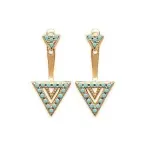 Boucles d'oreilles femme, lobes en plaqu or & turquoise - lna