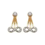 Boucles d'oreilles femme, lobe plaqu� or et zircon, infini