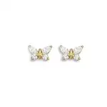 Boucles d'oreilles femme, papillon en or & zircon - envole
