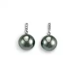 Boucles d'oreilles femme, perles de tahiti, diamant & or blanc - ocanie