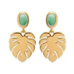 Boucles d'oreilles femme, plaqué or & aventurine - yvana Boucles d'oreilles femme, plaqué or & aventurine - yvana