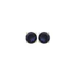 Boucles d'oreilles femme, saphir synthétique 5 mm & plaqué or Boucles d'oreilles femme, saphir synthétique 5 mm & plaqué or