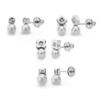 Boucles d'oreilles fille or blanc, diamant, perle naturelle - bianca