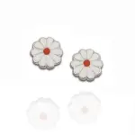 Boucles d'oreilles, fleur blanches en argent pour fille