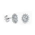 Boucles d'oreilles ind�modables, or blanc 18 carats, fleur ovale en diamants - yspa