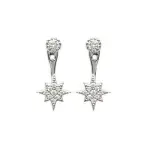 Boucles d'oreilles lobe femme, etoile en argent & zircon