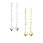 Boucles d'oreilles longues, coeur en argent ou plaqué or - essy Boucles d'oreilles longues, coeur en argent ou plaqué or - essy