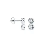 Boucles d'oreilles minimalistes, or blanc et diamant v�ritable - ta�ssa