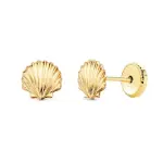 Boucles d'oreille or 18 carats, fermoir � visser - coquillage dor�