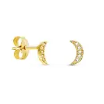 Boucles d'oreilles or et diamant 0, 05cts - croissant de lune