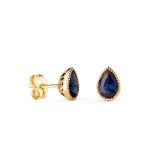 Boucles d'oreilles or massif, espinel goutte bleu saphir 7 mm - tienna