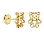 Boucles d'oreilles ourson en or 18 carats, bébé et fillette, fermoir à vis Boucles d'oreilles ourson en or 18 carats, bébé et fillette, fermoir à vis