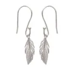 Boucles d'oreilles pendantes femme en argent rhodi - plume