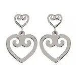 Boucles d'oreilles pendantes femme, coeur en acier - mambo
