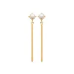 Boucles d'oreilles pendantes, perles de culture & plaqu or - ayna