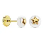 Boucles d'oreilles en perles et or 18 carats pour fille - etoile