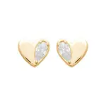 Boucles d'oreilles plaqu or avec petit coeur brillant - altea