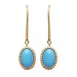 Boucles d'oreilles en plaqu� or et turquoise synth�tique - born�o