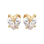 Boucles d'oreilles puces coeur aurya, plaqu� or et zircon brillant