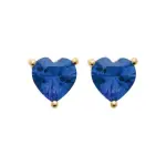 Boucles d'oreilles puces coeur bleu saphir, plaqu� or et zircon - ely