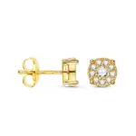 Boucles d'oreilles puces en or jaune, fleur 7 mm en diamants �co - yssana