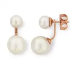Boucles d'oreilles sous lobe, perle blanche et plaqué or rose - inspiration Boucles d'oreilles sous lobe, perle blanche et plaqué or rose - inspiration