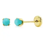 Boucles d'oreilles � visser, or 18 cts & perle de turquoise - aur�lie