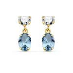 Boucles pendantes, or jaune, ovales de zircon et aigue marine - danna