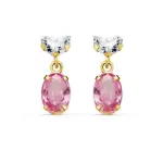 Boucles pendantes, or jaune, ovales de zircon blanc et rose - danna