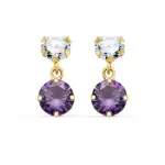Boucles pendantes, or jaune, pierres de zircon blanc et violet am�thyste - sanna