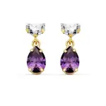 Boucles pendantes, or jaune, zircon et goutte d'am�thyste - rosanna