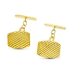 Boutons de manchette rectangles stris - or 18 carats - axel