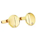 Boutons de manchette ronds - or 18 carats et zircone - athnios