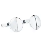 Boutons de manchette ronds - or blanc mat / brillant et zircone - athnios