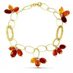 Bracelet anita en or jaune 18 carats, perles d'ambre et maillons ovales