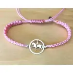 Bracelet argent et cordon color� - cheval au dressage