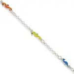 Bracelet en argent pour enfant, hippocampes color�s