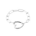 Bracelet argent pour femme, fermoir coeur - attache