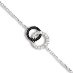 Bracelet en argent et zircon noir et blanc pour femme - union Bracelet en argent et zircon noir et blanc pour femme - union