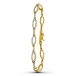 Bracelet aurore or jaune 18 carats semi - rigide & zircons - mariage luxueux