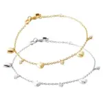 Bracelet à breloques coeur, argent ou plaqué or, zircon - essy Bracelet à breloques coeur, argent ou plaqué or, zircon - essy