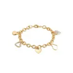 Bracelet breloques coeurs pr�cieux - plaqu� or & zircons