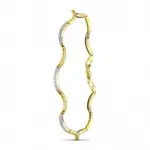 Bracelet caroline, ondulations en or bicolore semi - rigide avec zircons