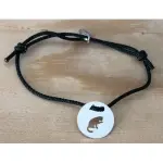Bracelet chat patte en argent 925 & cordon couleur au choix - crateur cabanetchanque