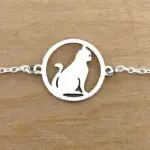 Bracelet cr�ateur pour femme en argent - chat assis