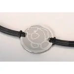 Bracelet crateur pour femme, poisson acier & argent, cordon noir