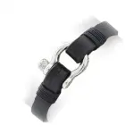 Bracelet en cuir noir et boucle acier pour homme - london