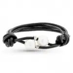 Bracelet en cuir noir avec diamant et perles de culture - selene Bracelet en cuir noir avec diamant et perles de culture - selene