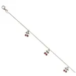 Bracelet enfant en argent rhodi� et �mail - cerise rouge