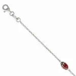 Bracelet pour enfant en argent et �mail - coccinelle rouge